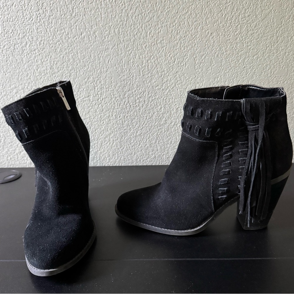 Jessica Simpson Women’s Black Suede Fringe Ankle Boots 9